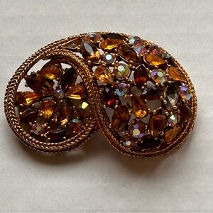 Vintage Sparkle Gold and Amber Brooch 1950’s ART New York